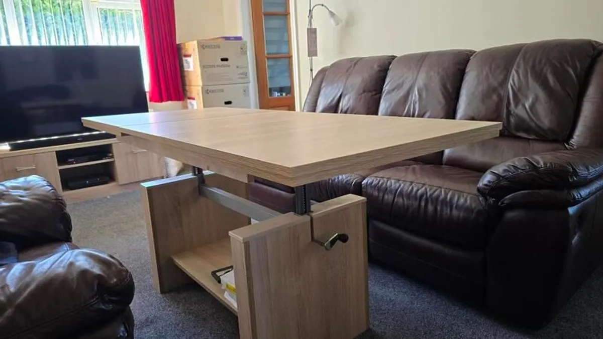 Adjustable coffee / dining table with matching TV unit - Image 1
