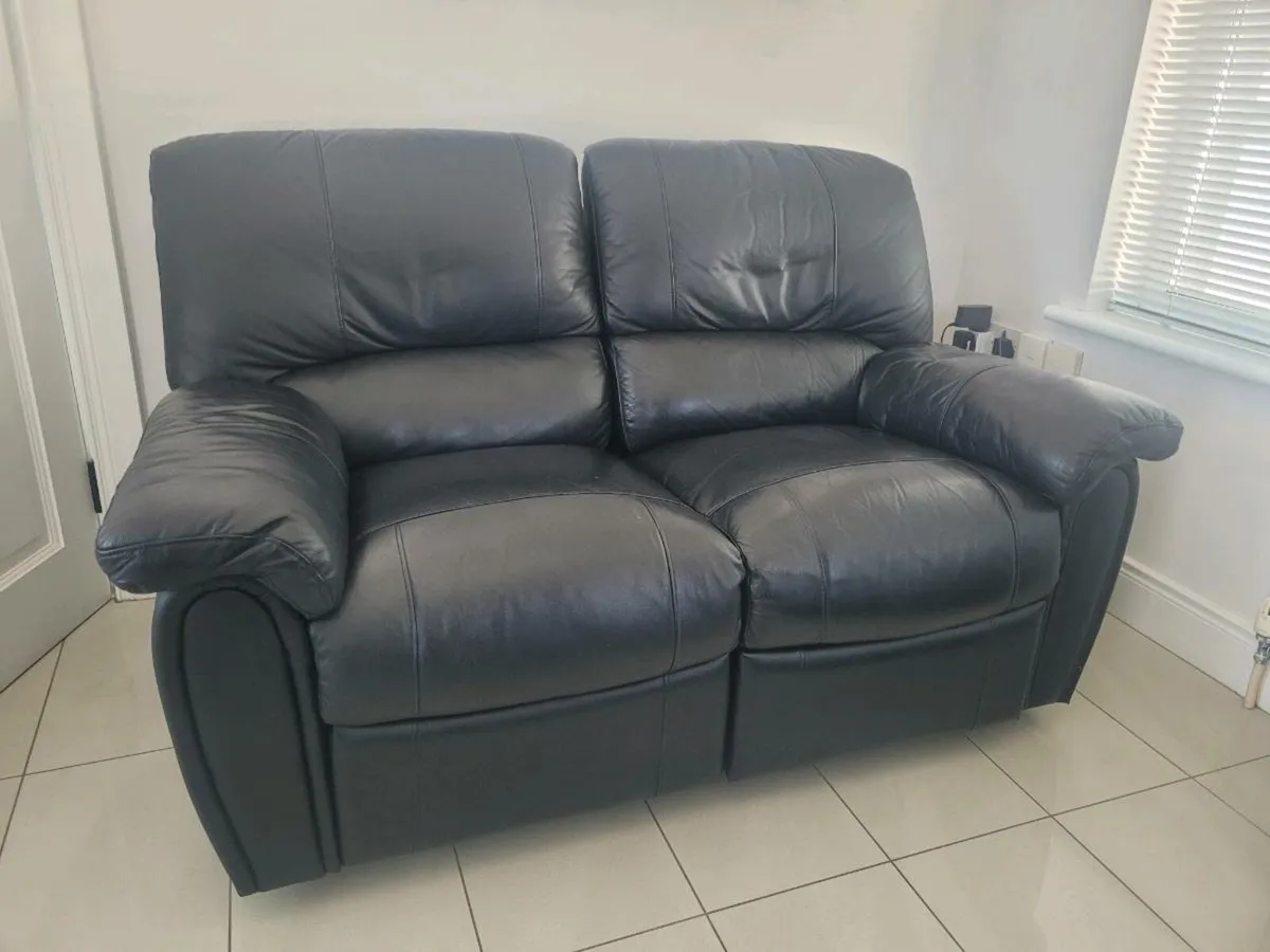 Two seater black recliner sofa - Image 1