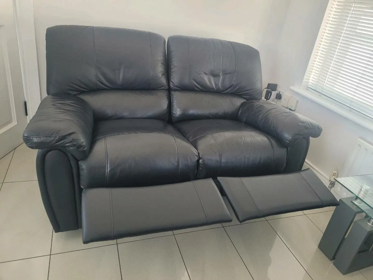 Two seater black recliner sofa - Image 2