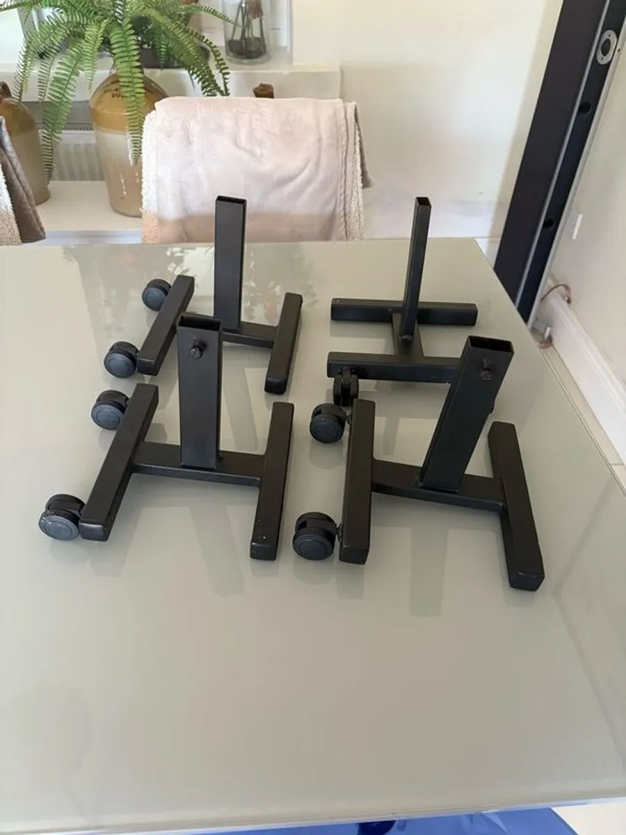 Vintage low trolley stands. Adjustable width. Nice  condition.  Rare item.  Suit large speakers - Rogers, Harbeth, Tannoy, Splendor, etc. come apart so easily posted. Bargain! - Image 3