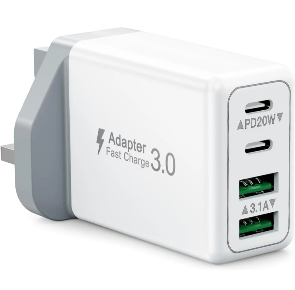Charger USB C Plug, 40W 4-Port Fast Charger Plug - Image 1