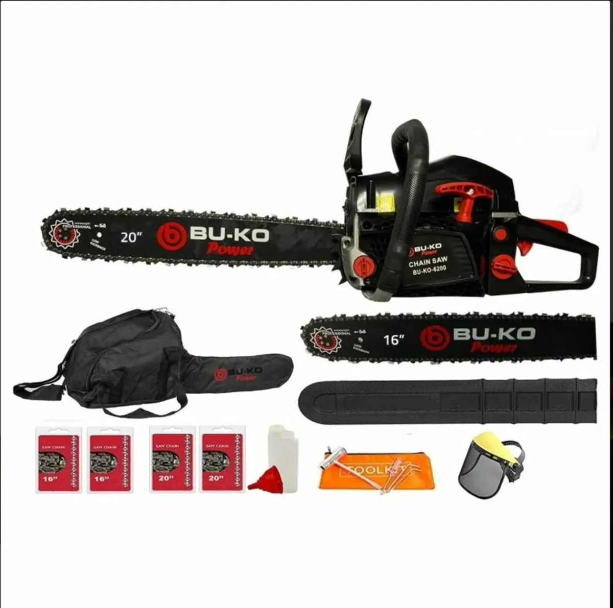 BU-KO 65cc Petrol Chainsaw 3.4HP With 20″ Bar & 2