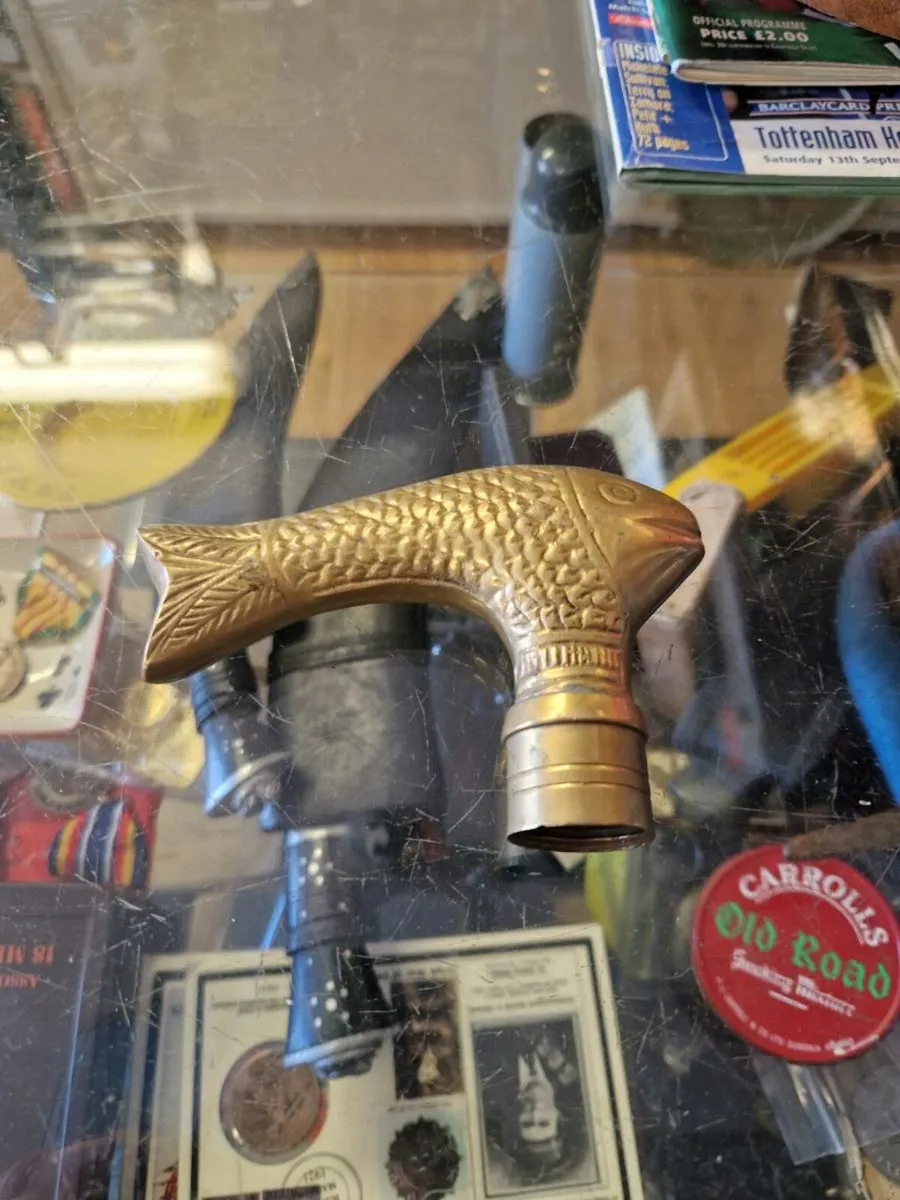 Vintage Brass Fish Head for Walking Stick - Image 1