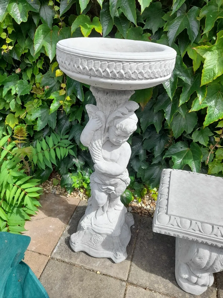 Matching Garden Bench and Bird Bath - 85 Each - Image 3