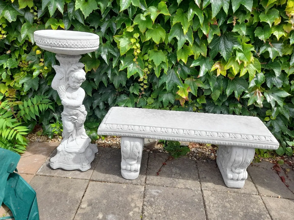 Matching Garden Bench and Bird Bath - 85 Each - Image 1