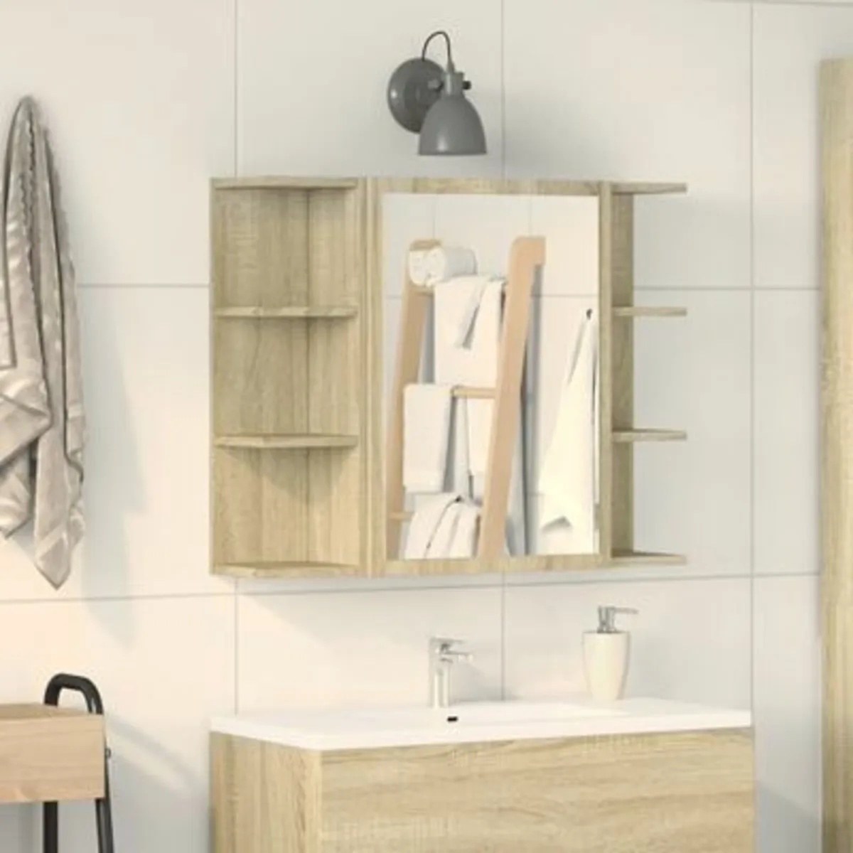 [Free P&P] New Bathroom Mirror Cabinet Sonoma - Image 1