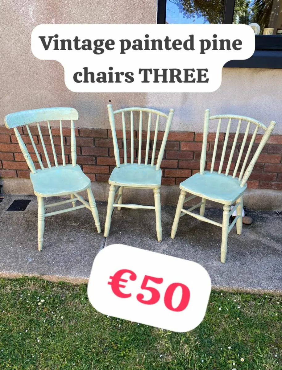 Vintage Painted pine chairs x3 €50