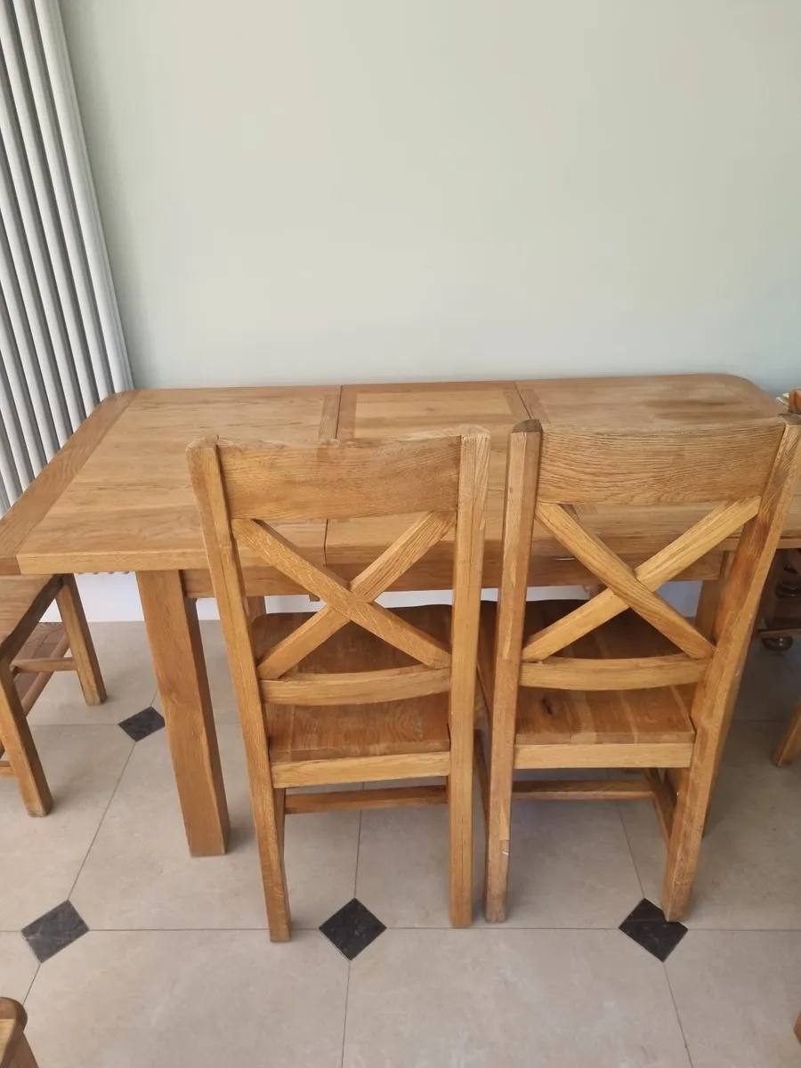 Solid Oak Table and chairs - Image 2