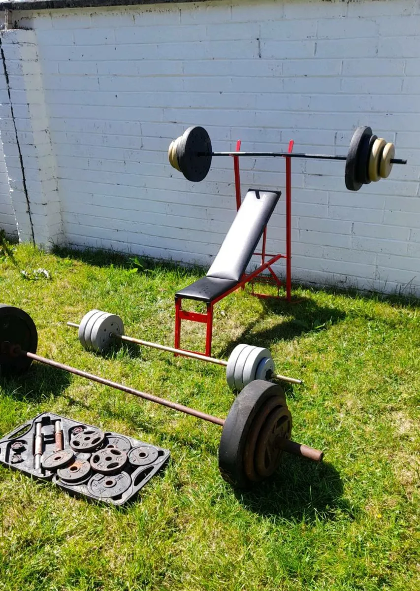 Weights & bench altogether for sale - Image 2
