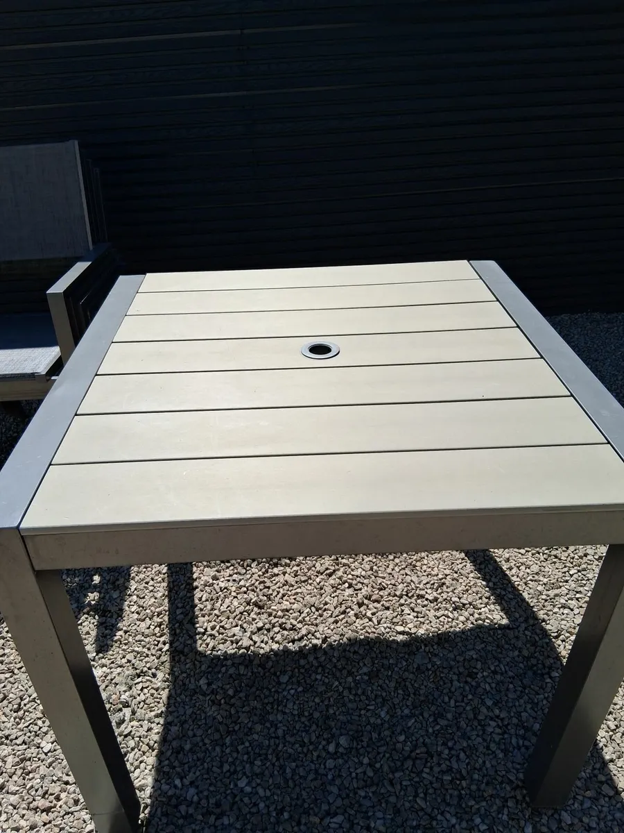 Garden set 4 chairs, table and umbrella Grey in co - Image 1
