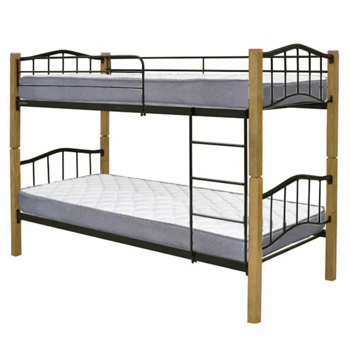 Modern Metal Frame Bunk Bed with Wooden Touch - Image 1