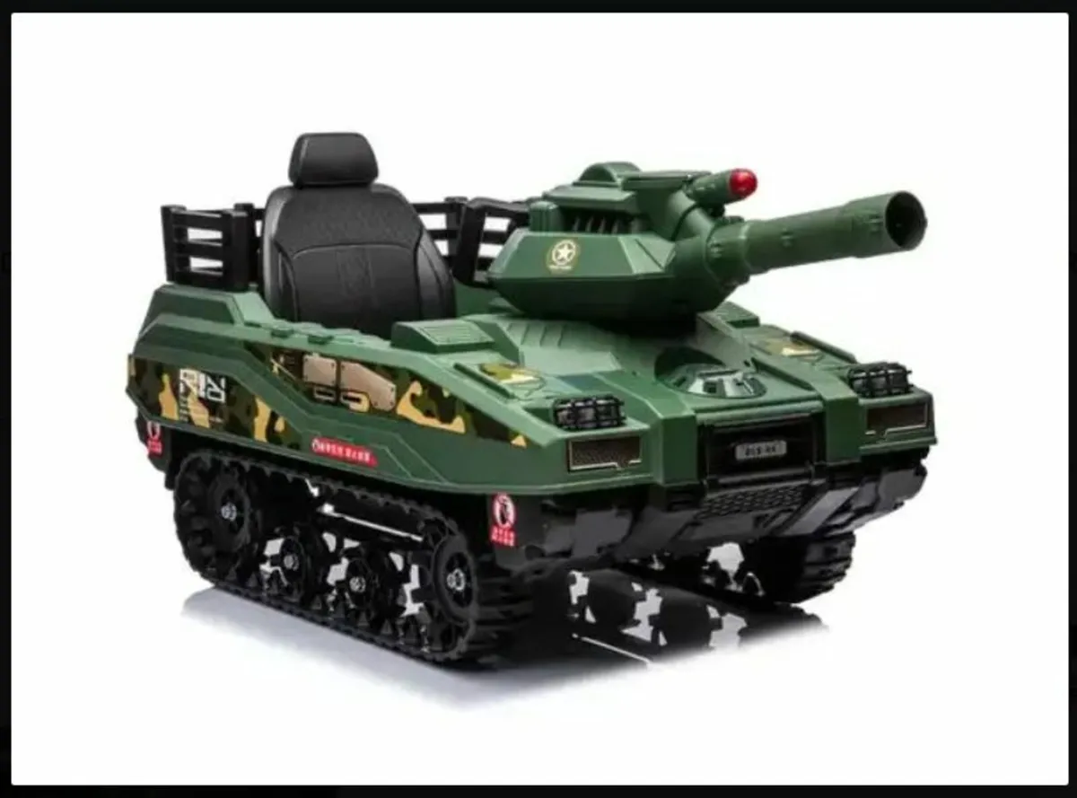 24V Kids Electric Army Tank Ride-on with Ball Shoo