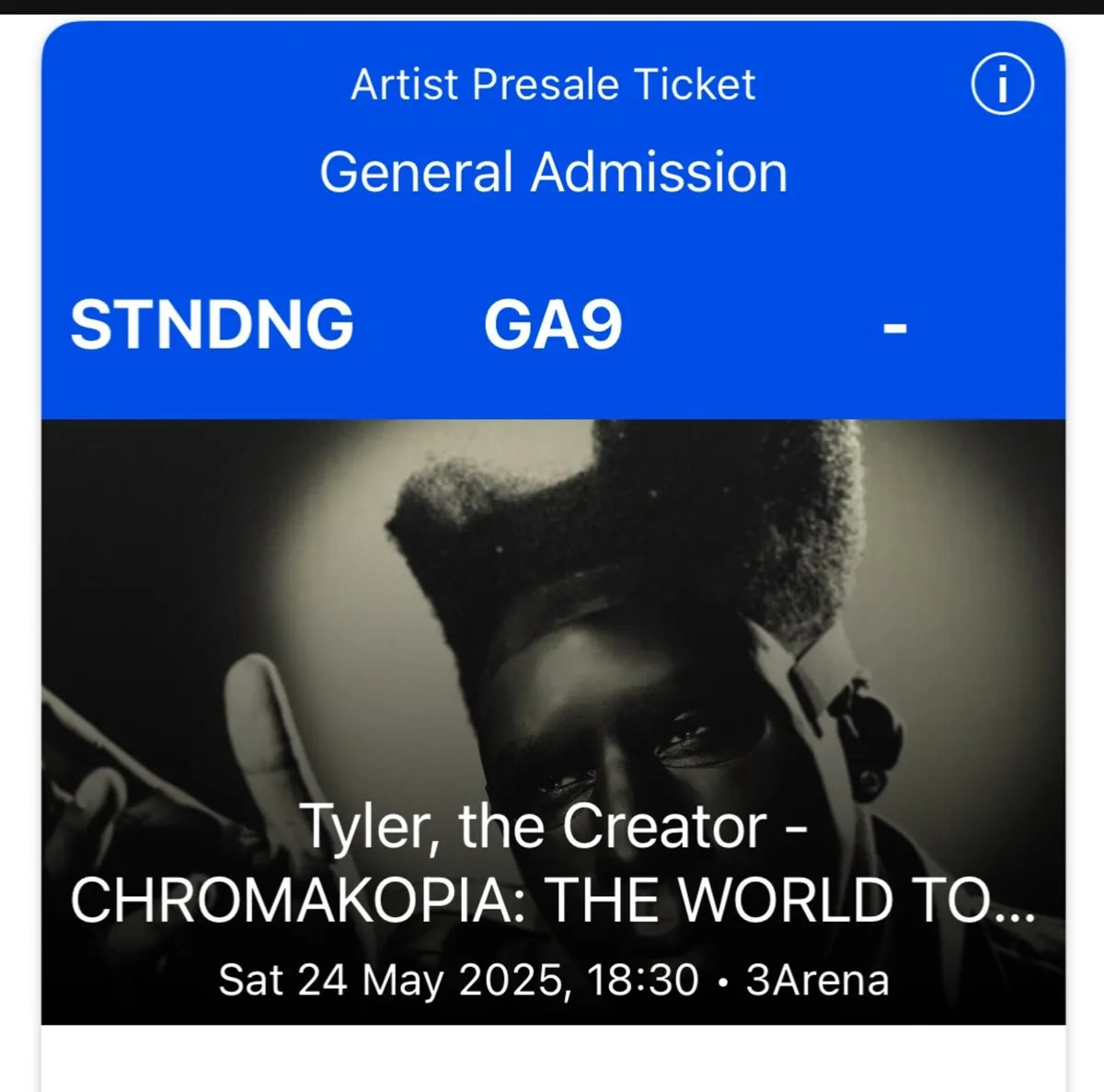 Tyler The Creator 2 standing Sat 24th May
