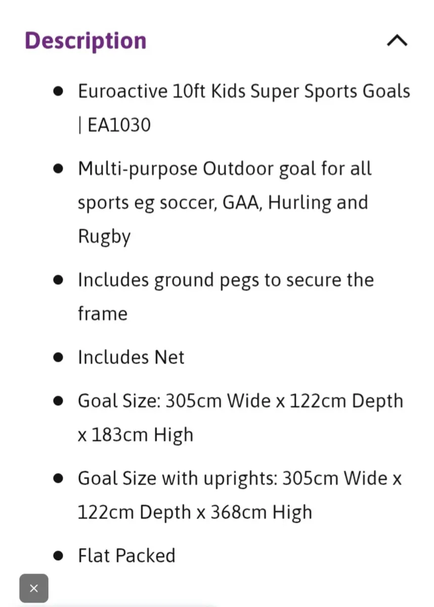 Euroactive 10ft Kids Super Sports Goai - Image 2