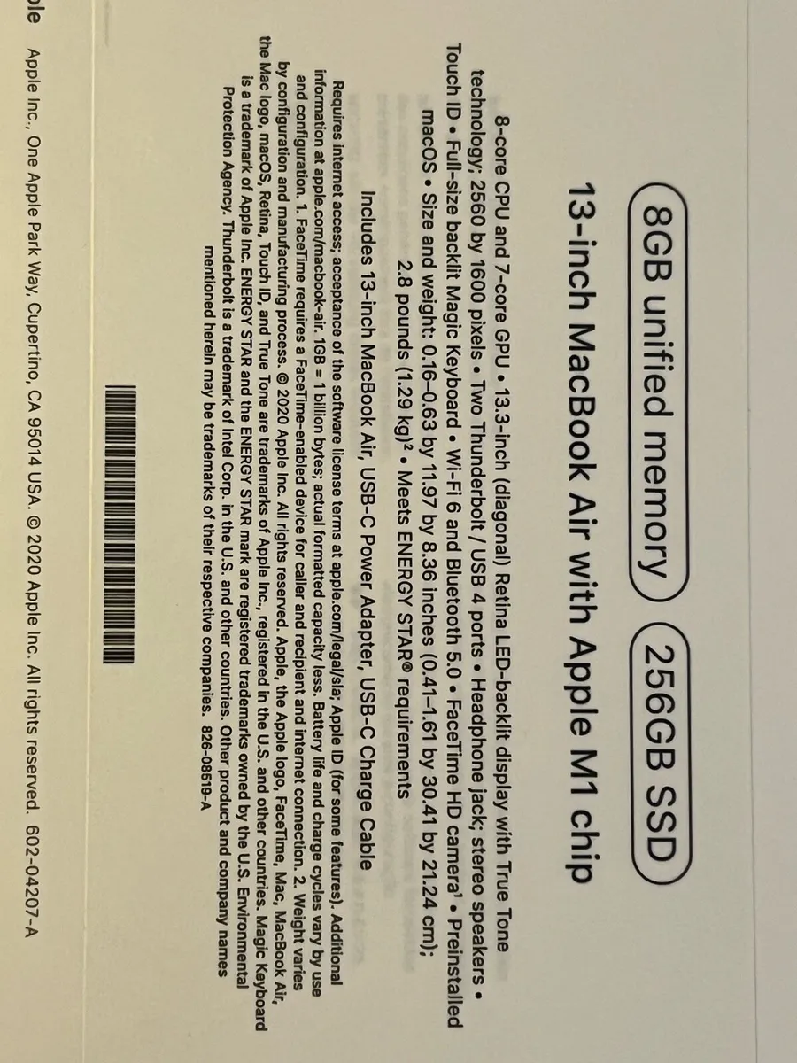 MacBook Air 13-inch 8/256GB (M1 Chip) Sealed - Image 2