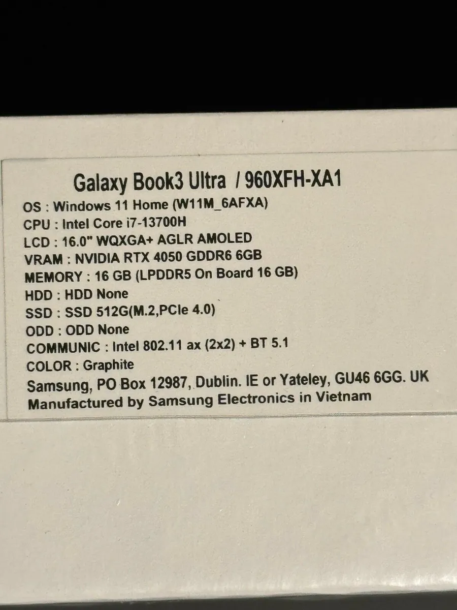 Samsung Book 3 Ultra 16-inch Core i7 16/512G. Seal - Image 3