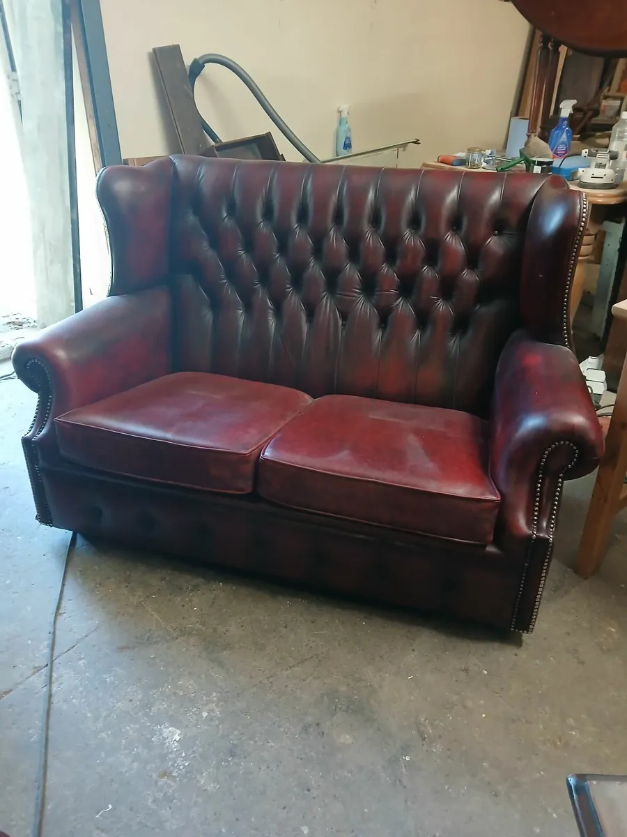 old leather 2 seater chesterfeild