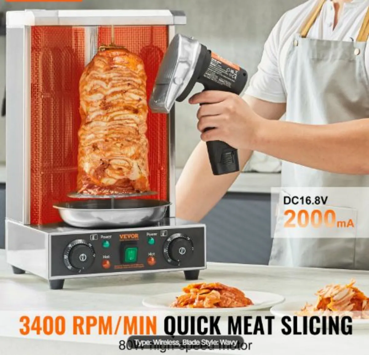 Electric Shawarma Knife Cordless Turkish Doner - Image 3