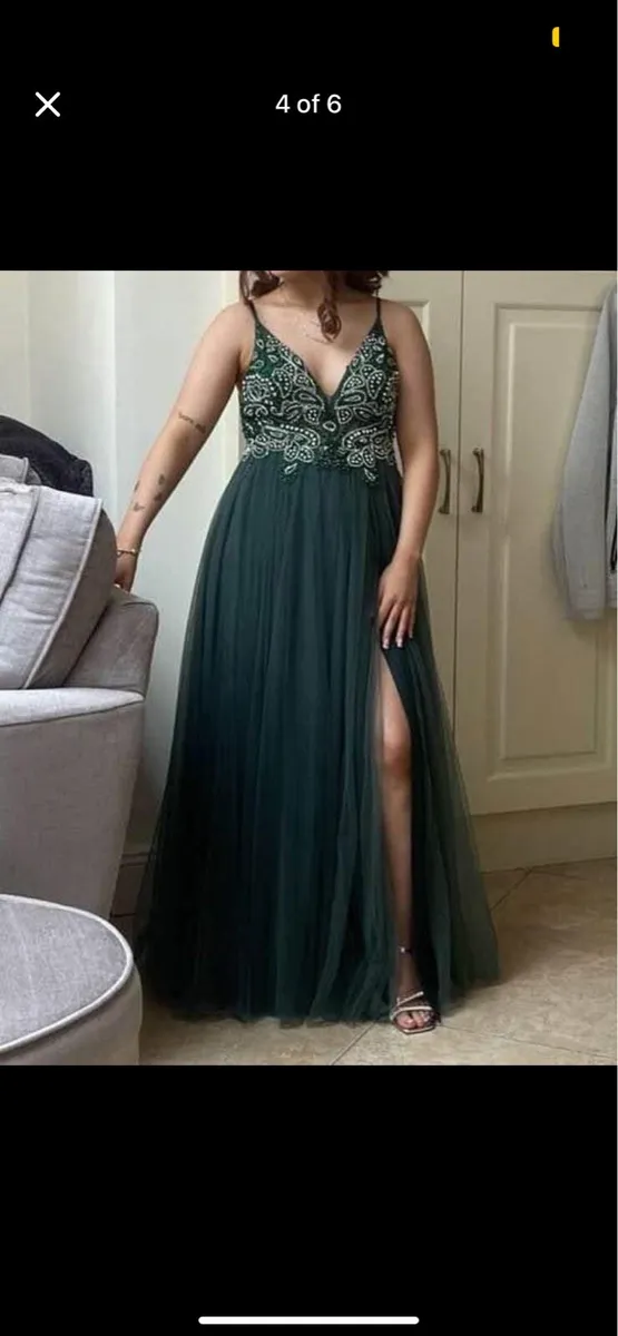 Dark Green Debs Dress - Image 4