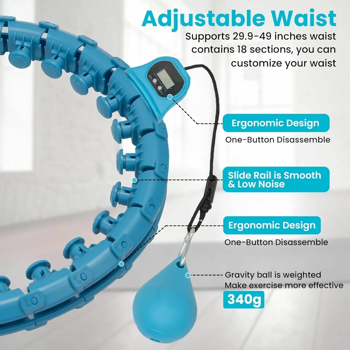 Weighted Hula Hoop, 24 Detachable Knots,Lightweigh - Image 3