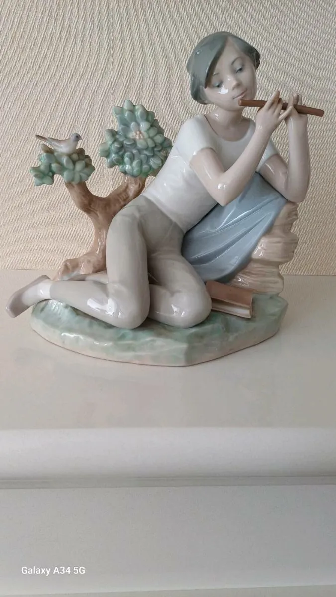 Vintage Lladro Boy with Flute  Figurine - Image 1