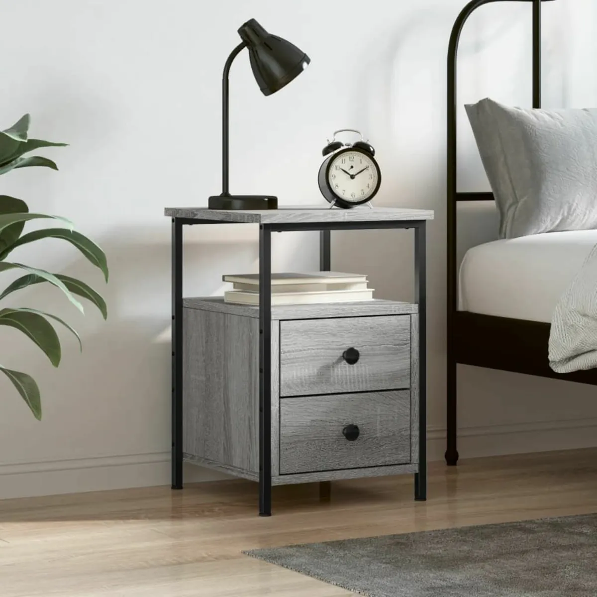 [Free P&P] New Grey Bedside Cabinet Nightstand - Image 1
