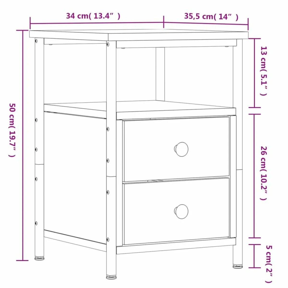[Free P&P] New Grey Bedside Cabinet Nightstand - Image 3