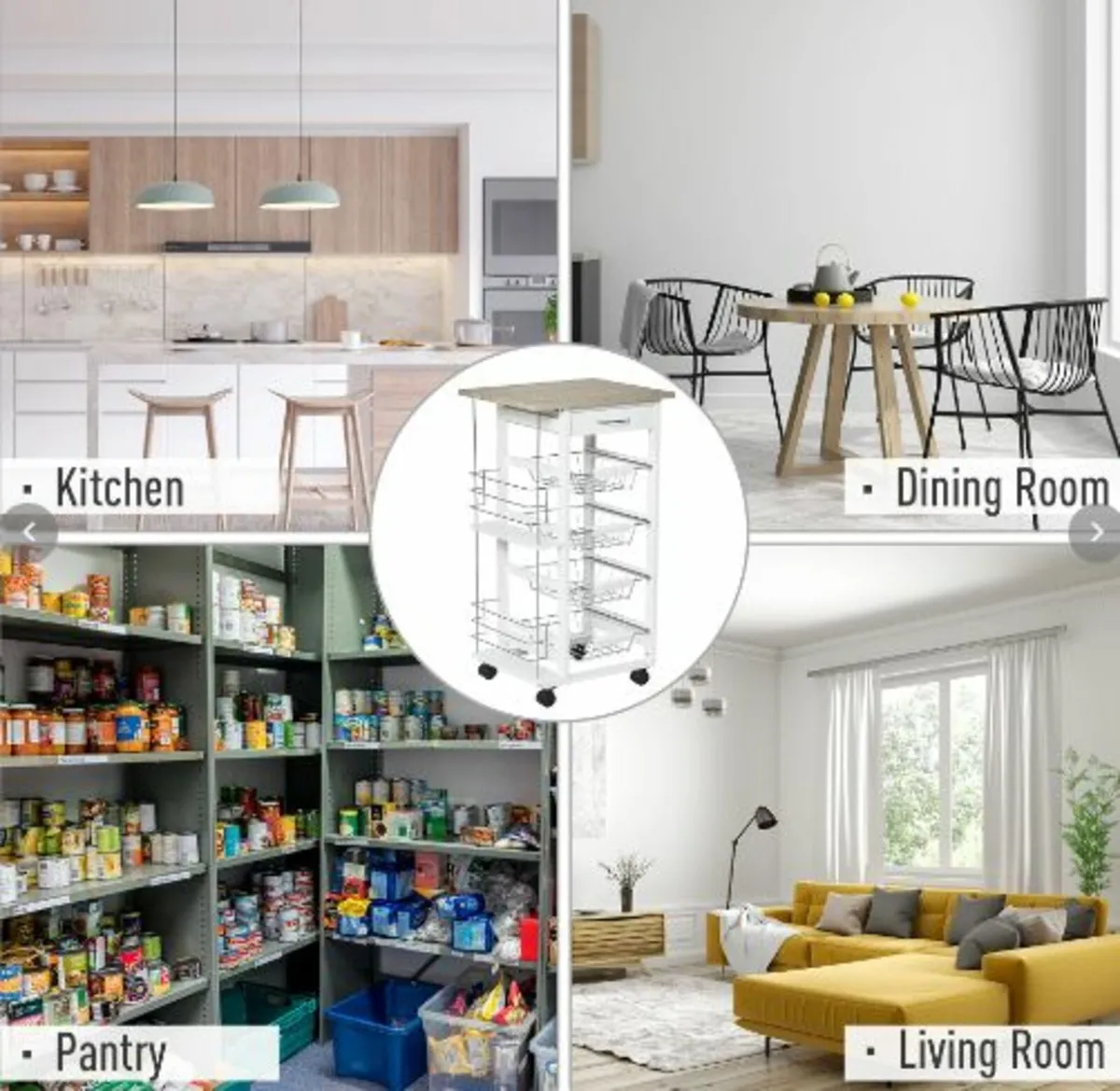 Multi-Use Kitchen Island Trolley w/ 4 Baskets 2 - Image 4