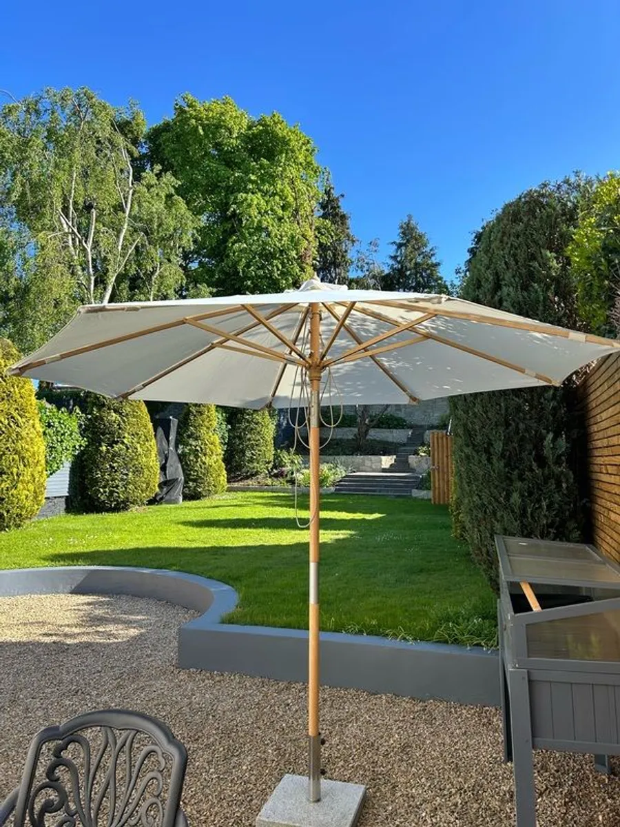 Garden Parasol & stone base - Image 1