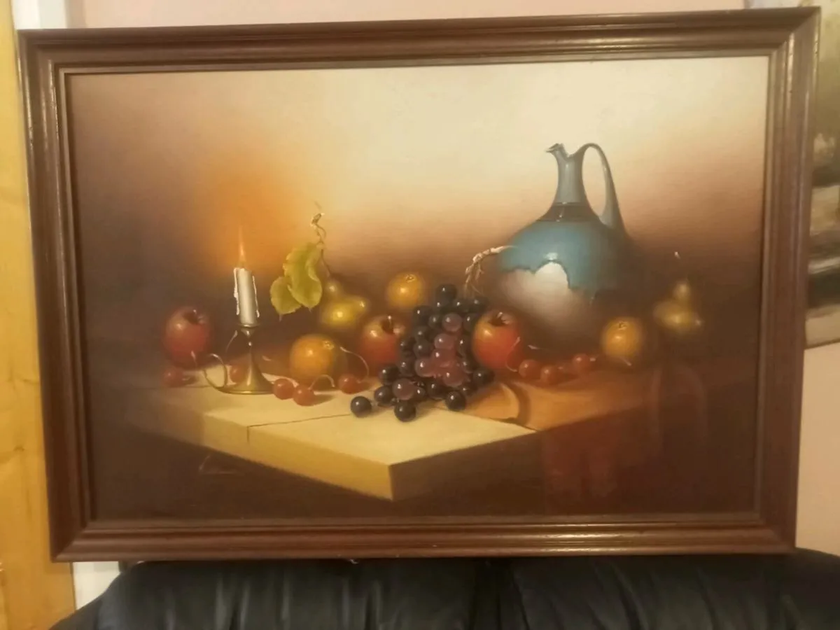 Large Still Life Framed Canvas Painting - Image 4