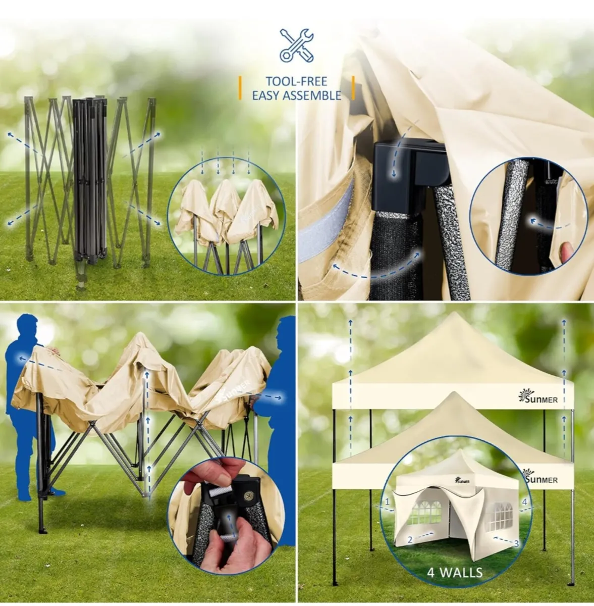 SUNMER 3x3M Pop-Up Gazebo with 4 Sides - NEW - Image 4