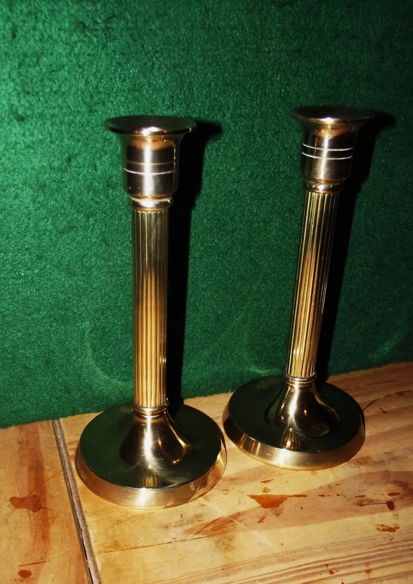 Brass Candlesticks 21cms - Image 4