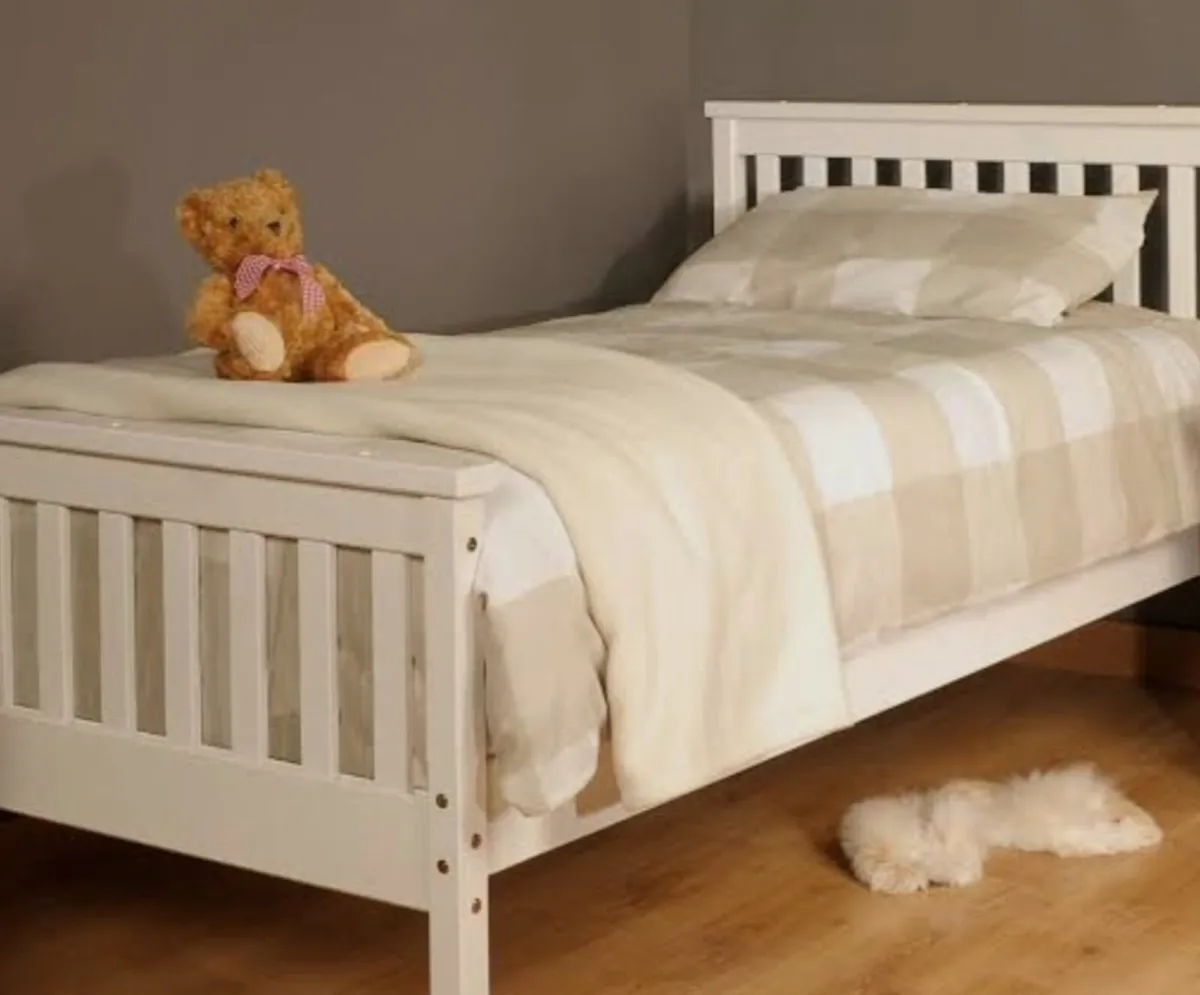 White single timber bed