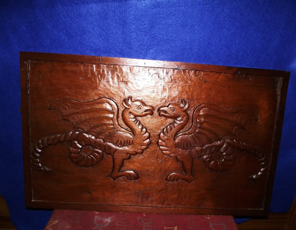 Large Hand Carved Wooden Plaque - Image 3