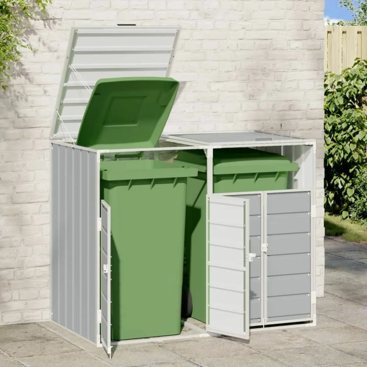 [Free P&P] New Double Wheelie Bin Storage Grey - Image 1
