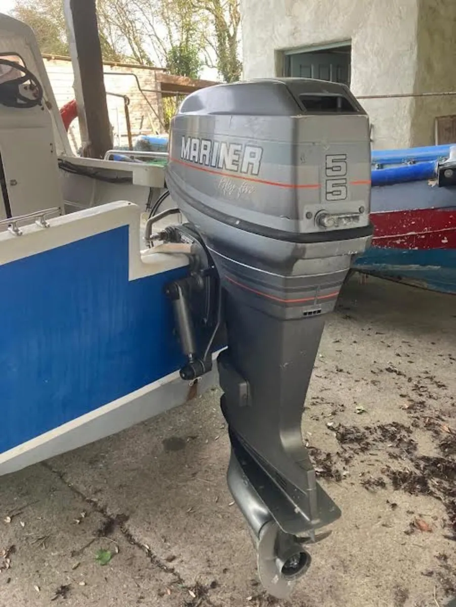 BOAT OUTBOARD MARINER 55HP L/SHAFT + CONTROLS - Image 1