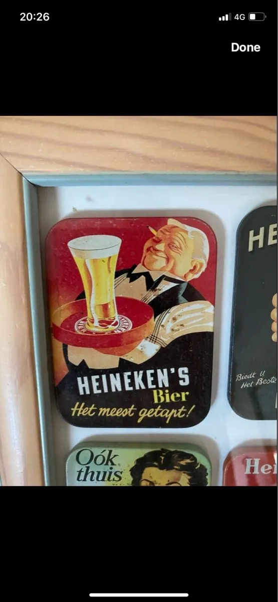 Framed Vintage Heineken Metal Coasters (4) - Image 2