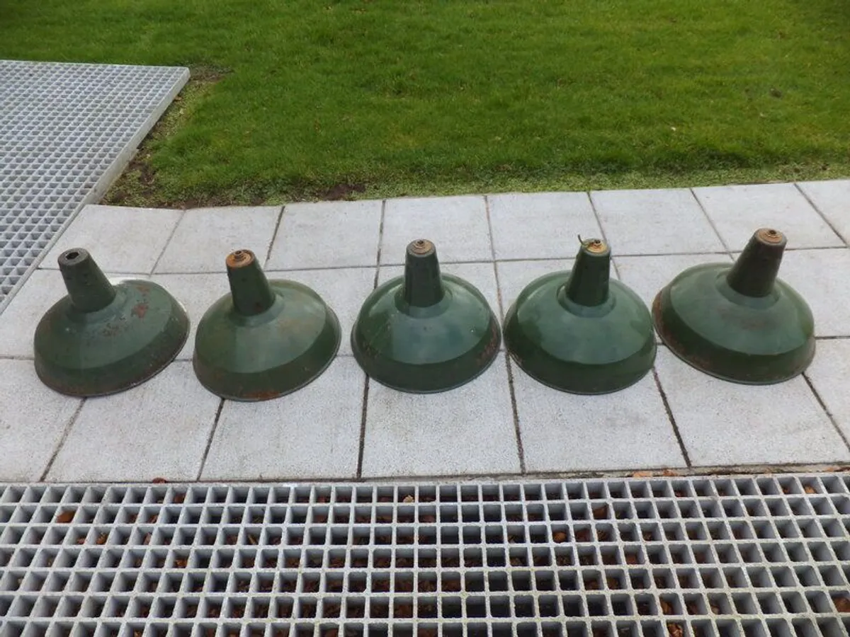 Vintage Retro Enamel Light Shades - Image 1