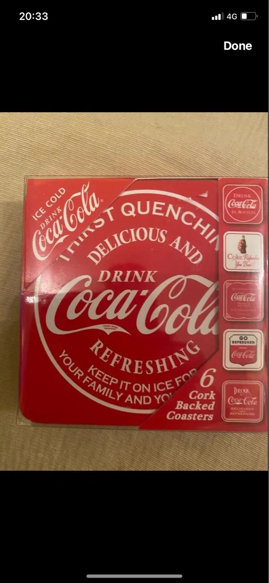 Coca Cola Cork Backed Coasters (6) - Image 1