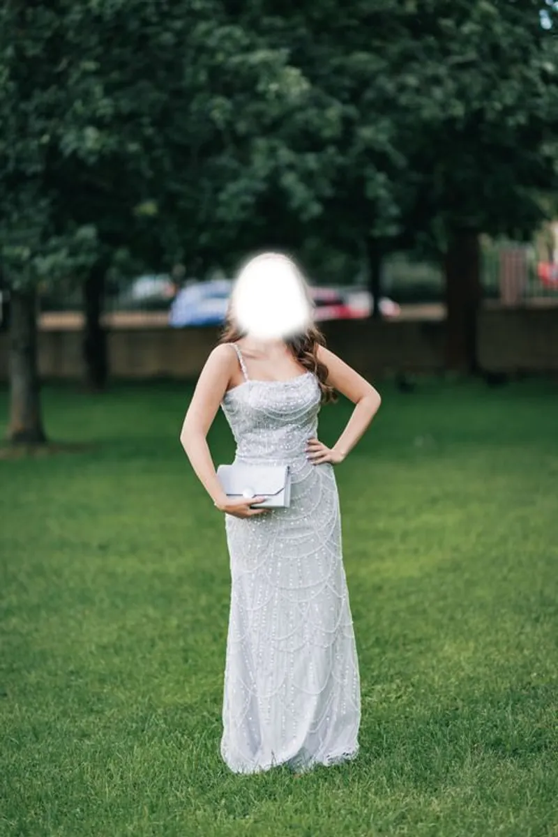 Ball Dress with ostrich feather cloak size S. - Image 1