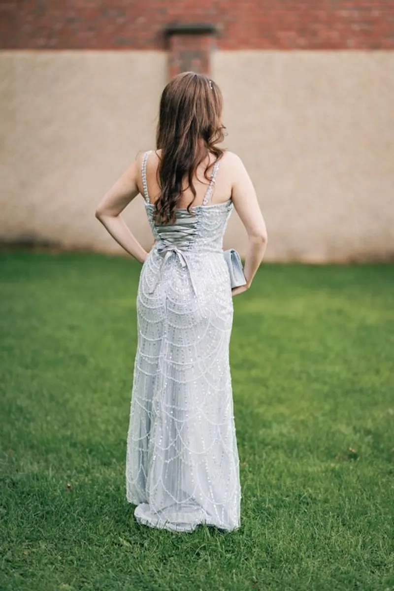 Ball Dress with ostrich feather cloak size S. - Image 3
