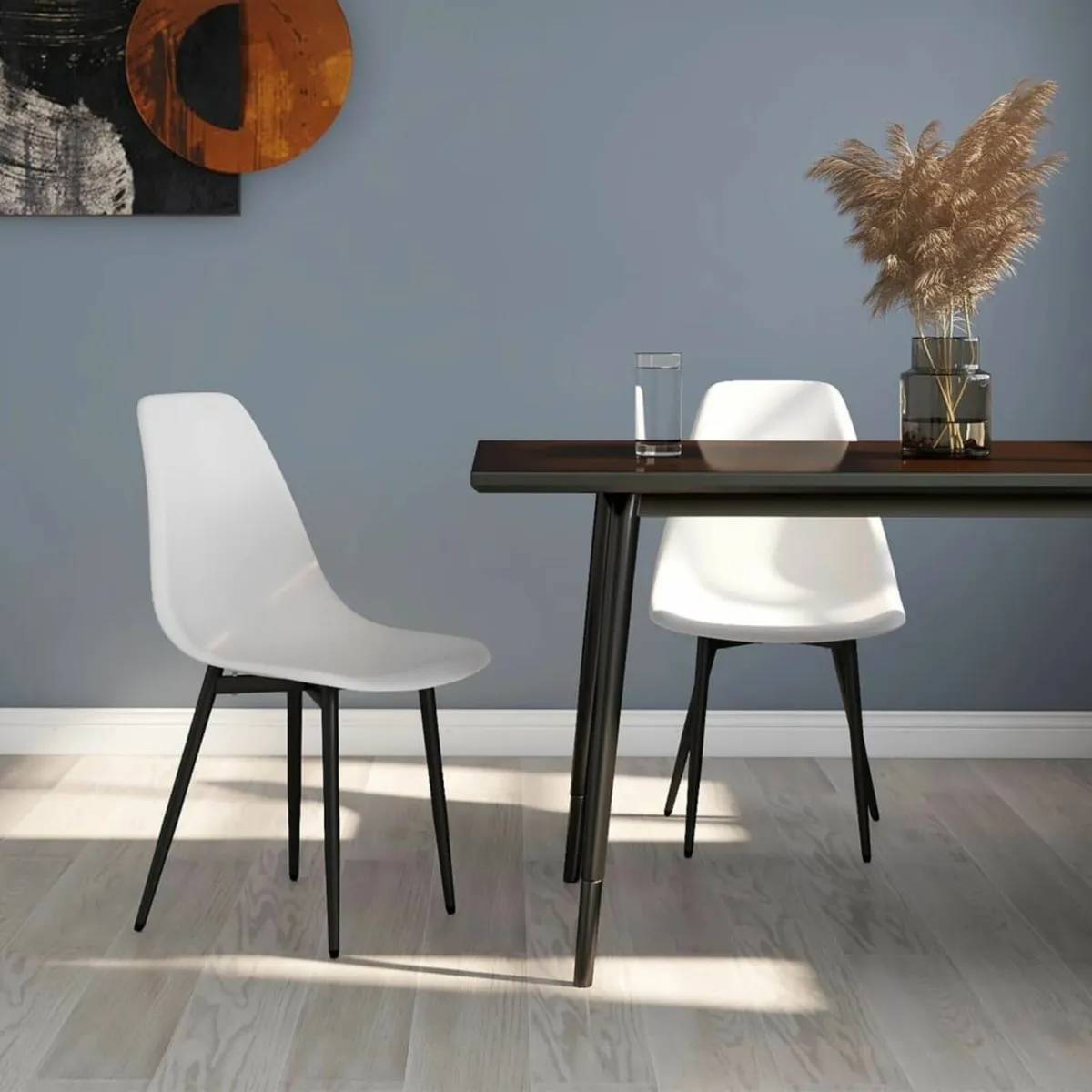 [Free P&P] New 2 x White Modern Dining Chairs - Image 1