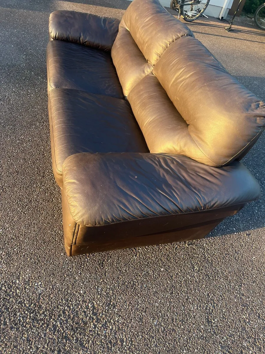 Brown leather 2 seater - Image 1