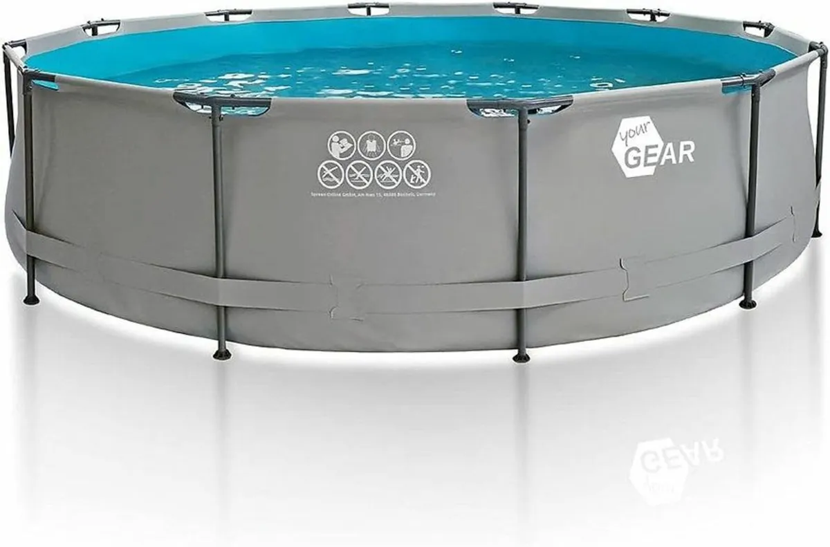 Family Pool Grey Ø 457 x 100 cm Steel Frame Pool - Image 1