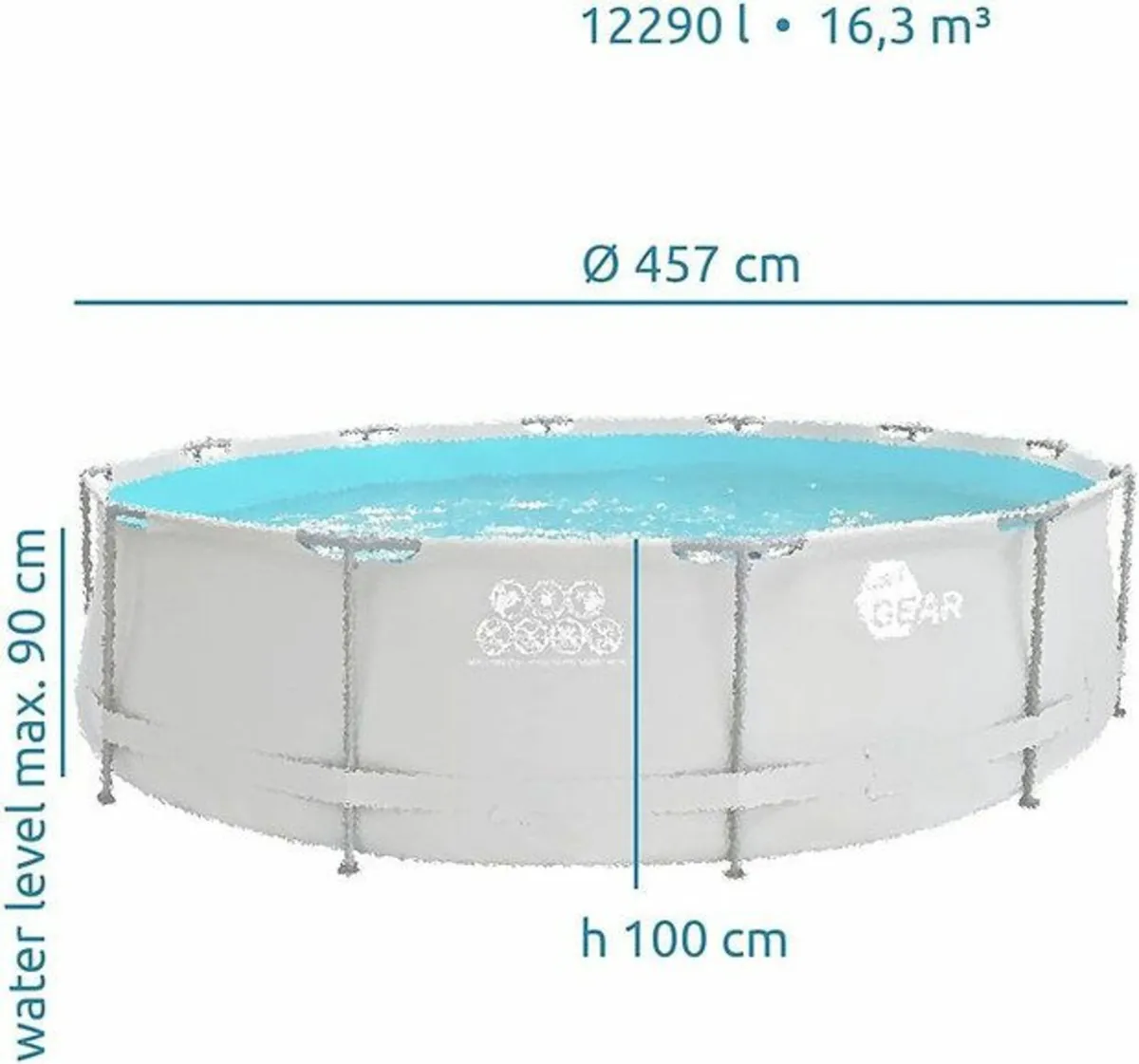 Family Pool Grey Ø 457 x 100 cm Steel Frame Pool - Image 3