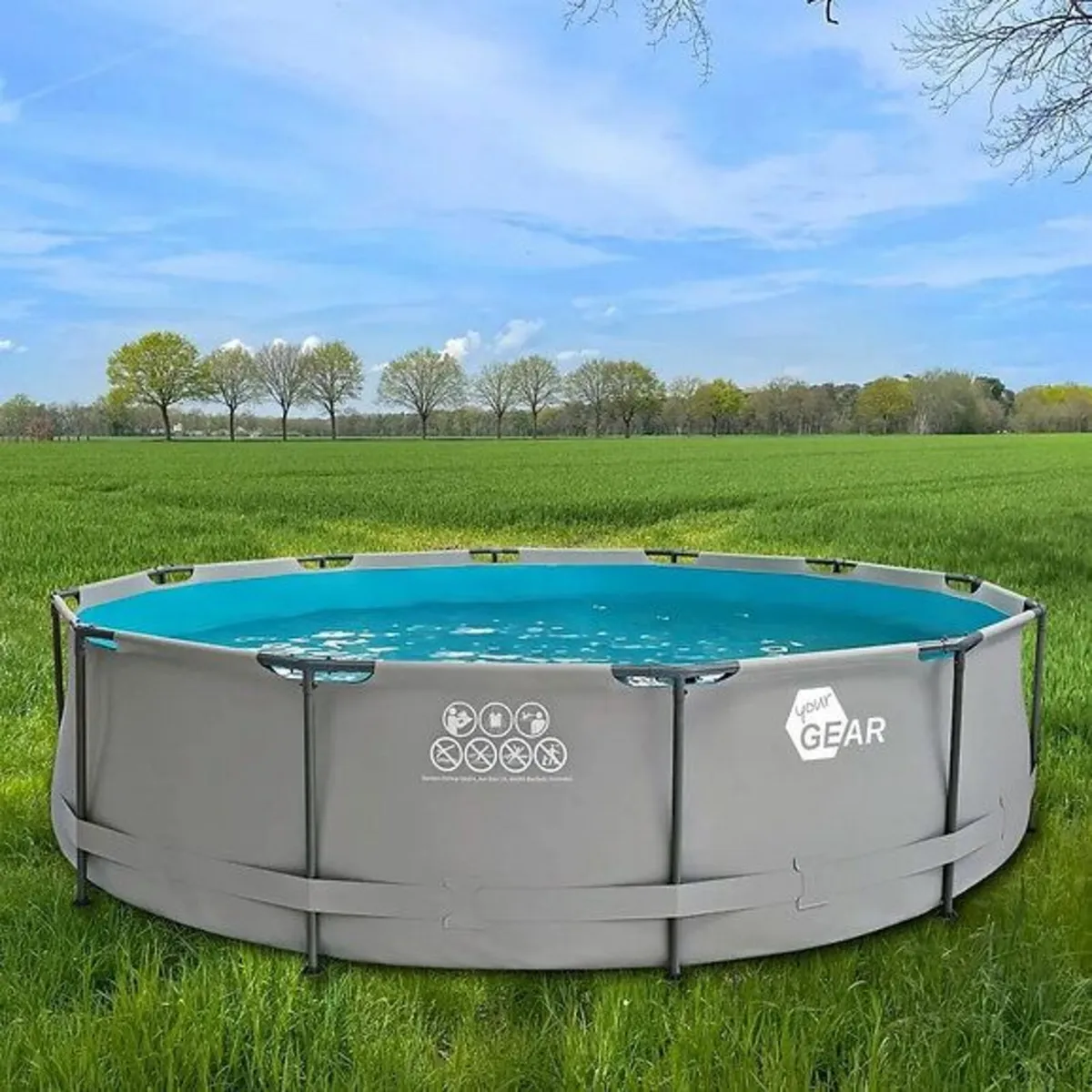 Family Pool Grey Ø 457 x 100 cm Steel Frame Pool - Image 4
