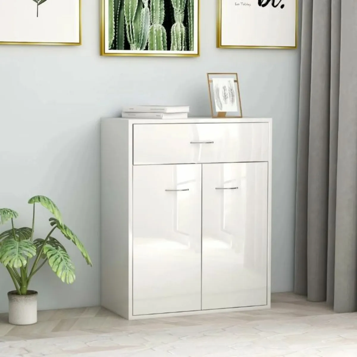 [Free P&P] New High Gloss White Sideboard Cabinet - Image 1