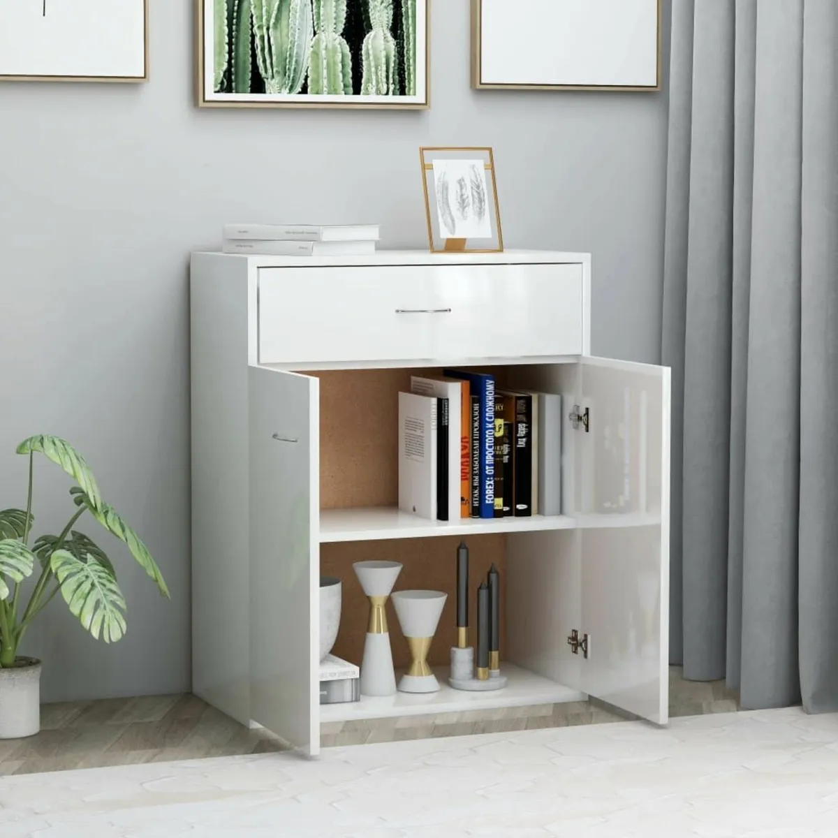 [Free P&P] New High Gloss White Sideboard Cabinet - Image 2