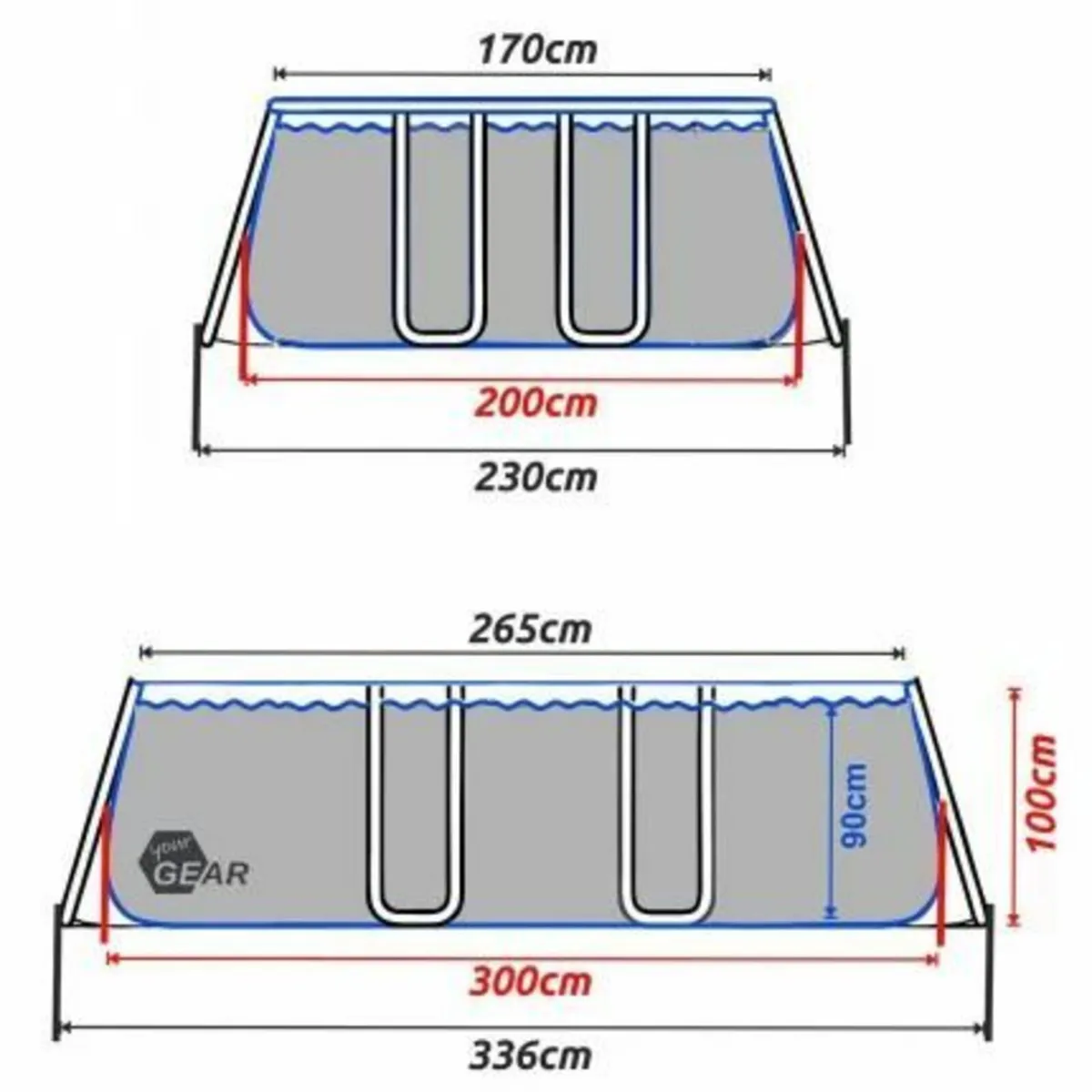 Family Pool 3x2x1m Steel frame pool Garden Swimmin - Image 3