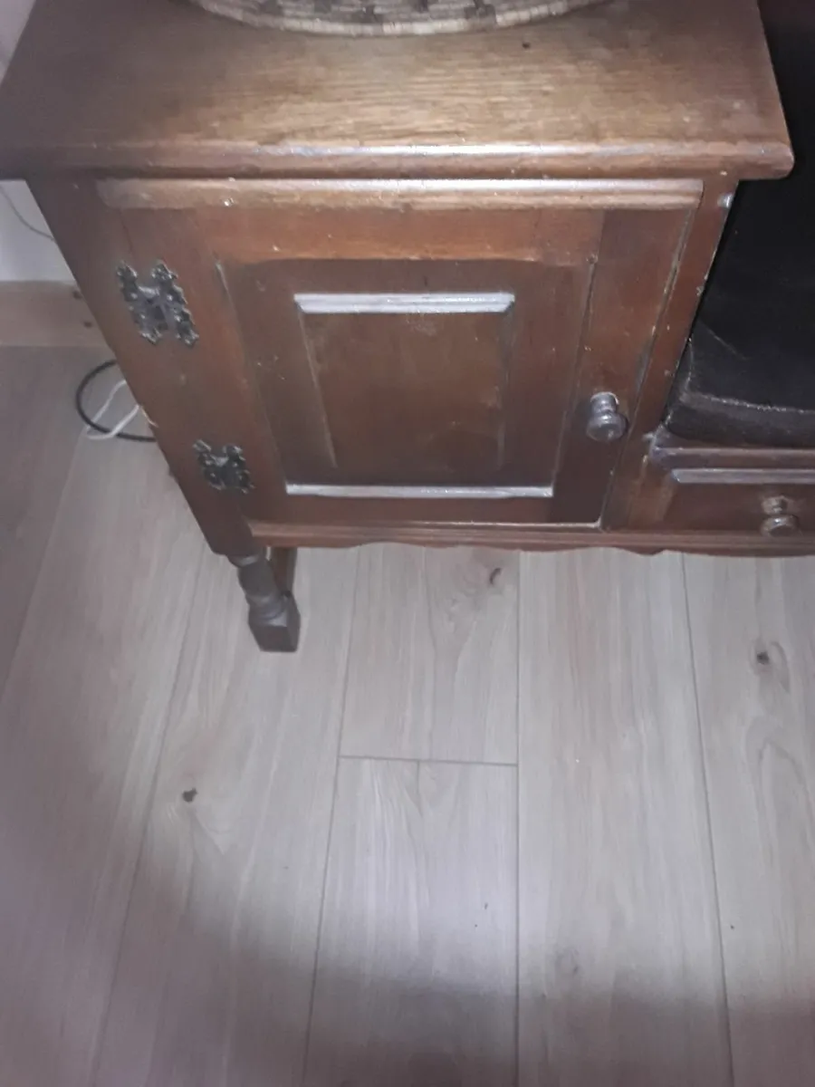 Solid oak antique phone table one draw - Image 4
